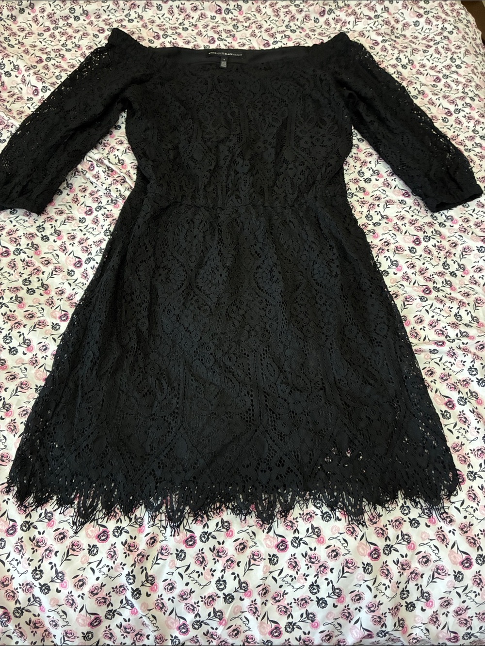 White House Black Market Black Off-Shoulder Lace Dress